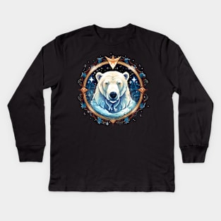 Polar Bear in Ornament, Love Bears Kids Long Sleeve T-Shirt